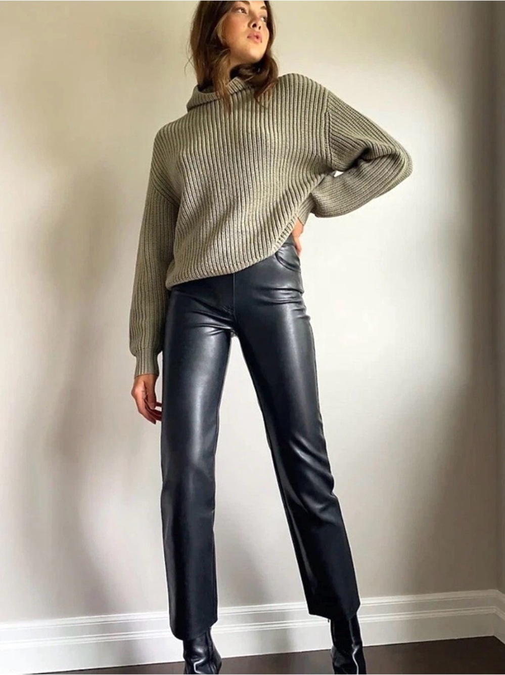 Wilfred The Melina Pant Faux Vegan Leather Straight Leg Pants - Size 12